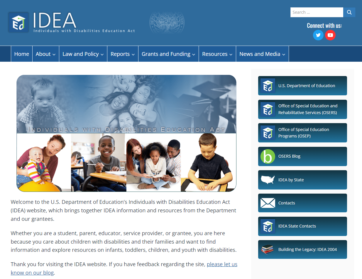 Screenshot of OSEP IDEA webpage